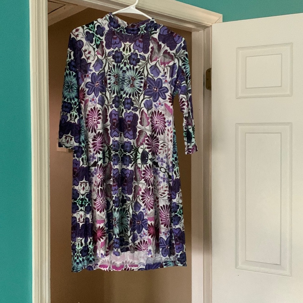 Free People Purple Floral Turtle Neck Dress Size XS